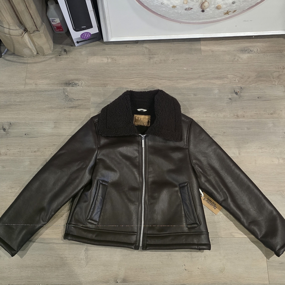 BearPaw Chocolate Brown Faux Leather Jacket